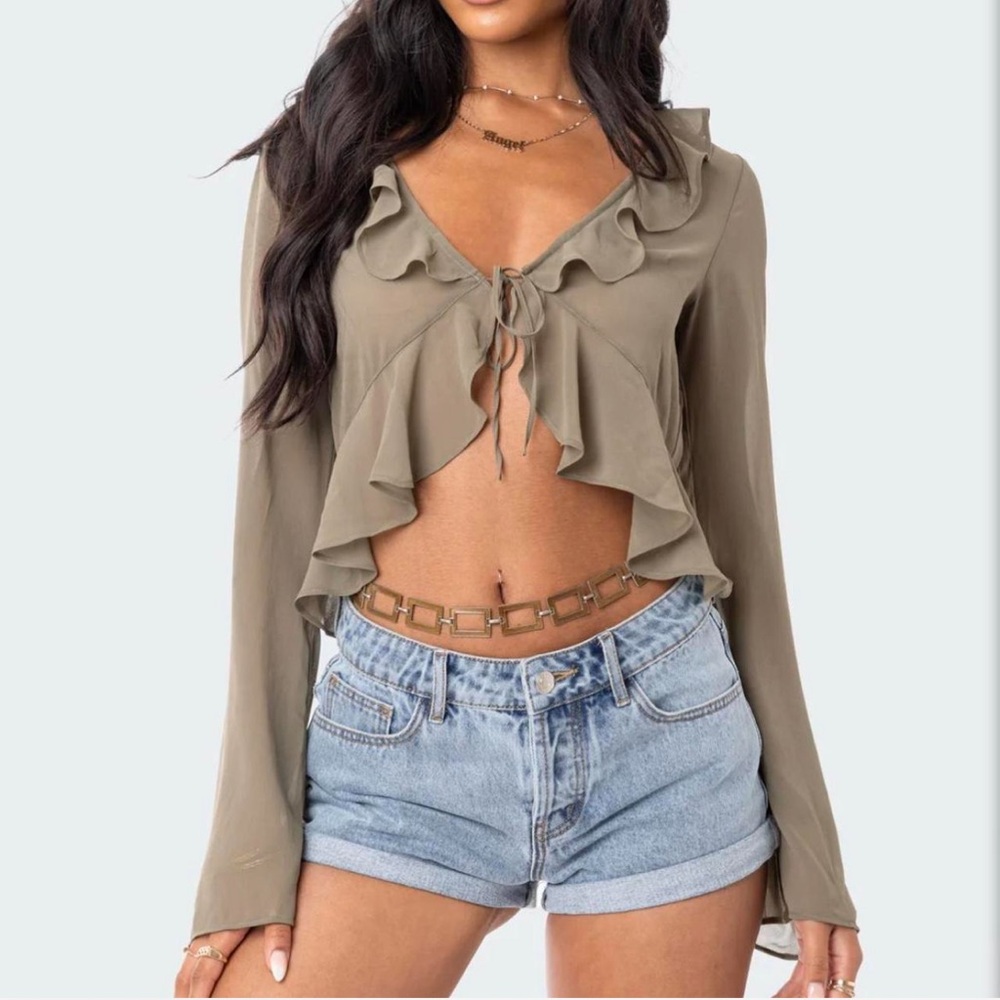 Ruffled Sheer Blouse
